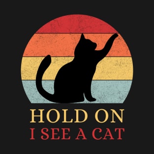 Cat Lover Cat Mom Funny Hold On I See A Cat T-Shirt