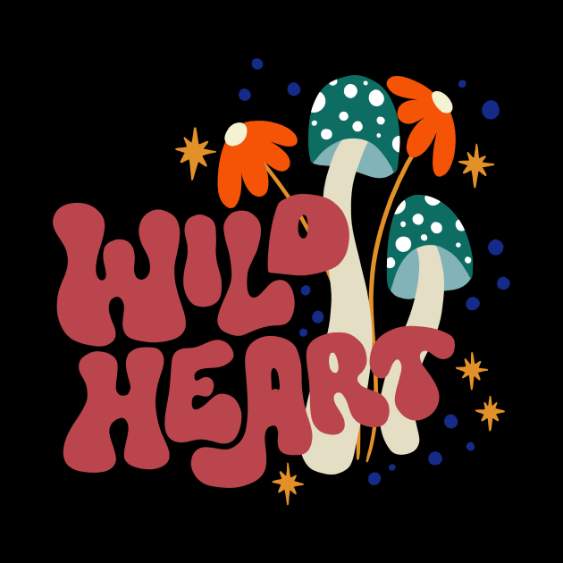 Wild Heart Retro 70s Doodle by OldSoulShop