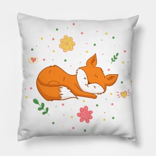 Cartoon childish hand drawn fox illustration Pillow