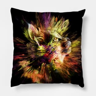 Catplosion - Colorful Prismatic Cat Design Pillow