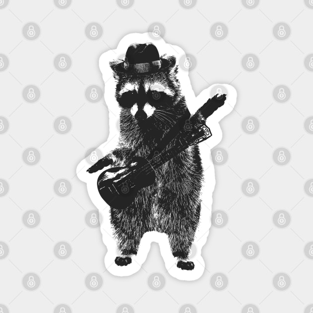 Raccoon wielding ukulele Magnet by dankdesigns