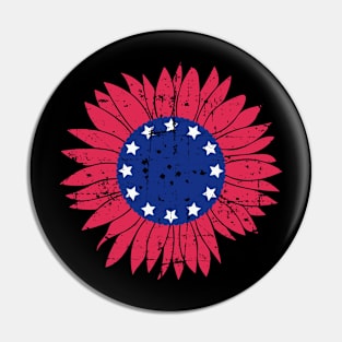 usa flag sunflower Pin