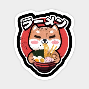 Cute Shiba inu Eating Ramen Kawaii Retro Vintage 90s Vibes Magnet