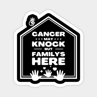 Lung cancer awareness white ribbon Cancer may knock but family's here Magnet