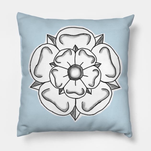 Yorkshire rose Pillow by Charlotsart
