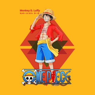 Red Illustrated Luffy T-Shirt