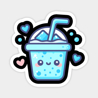 Cute Kawaii Blue Ice Drink with Hearts | Kawaii Food Art for Kawaii Lovers Magnet