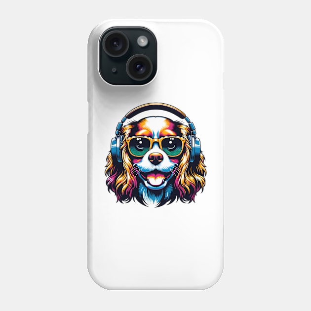 English Toy Spaniel Smiling DJ with Groovy Vibes Phone Case by ArtRUs