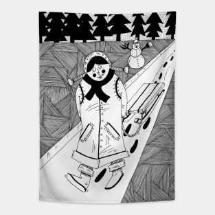 Girl with sledge Tapestry
