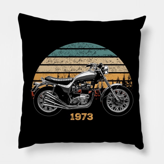 BSA-Triumph X-75 Hurricane 1973 Vintage Motorcycle Design Pillow by Madisen Harvey