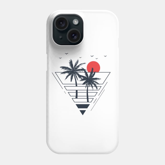 Sunset. Palms. Geometric Style Phone Case by SlothAstronaut