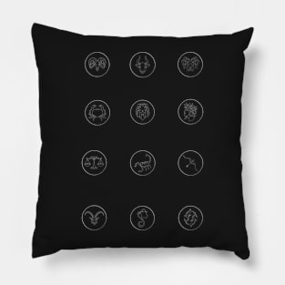 Zodiac Art Set Silver Pillow