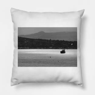 Howth Cliffs, Dublin, Ireland, black and white Pillow