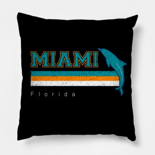 Vintage Miami Sports Football Athletic Novelty Dolphin Retro Pillow