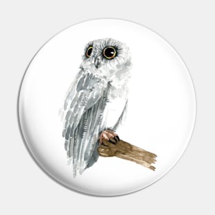 Watercolor Grey Owl Pin