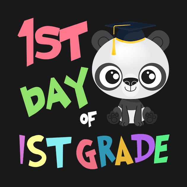 Back To School Panda Kids Gift - 1st Day Of 1st Grade by AwesomeApparel