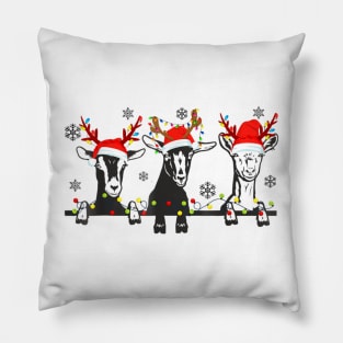 Cute Goats Christmas Lights Farm Animal Christmas Pillow