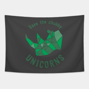 Save the Chubby Unicorn (Green) by Moody Chameleon Tapestry