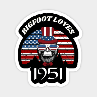 Bigfoot loves America and People born in 1951 Magnet