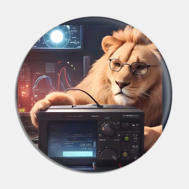 Computer Technician Lion Pin by VirtuDivine Art