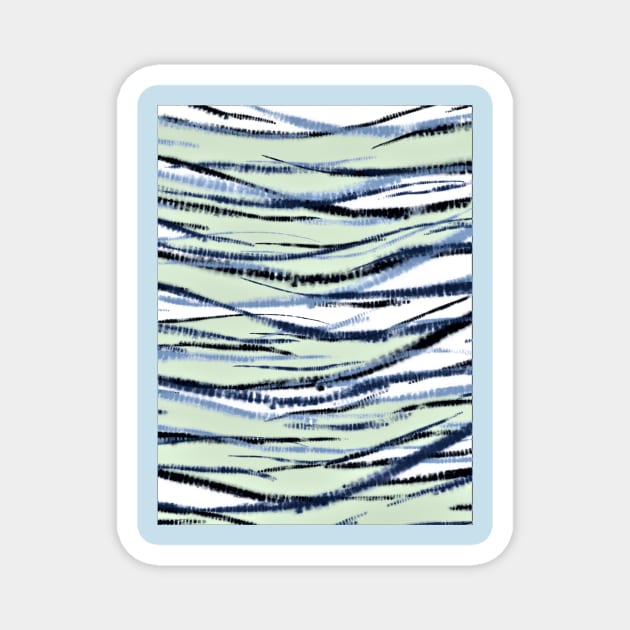 Shibori Blue Green Waves Magnet by Minxylynx4