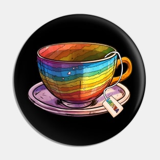 Proud LGBTQ gay pride tea drinker Rainbow Colored Tea Cup LGBTea Pin