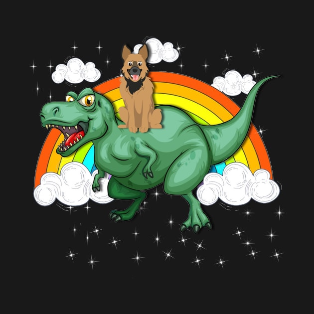 T Rex Dinosaur Riding German Shepherd by LaurieAndrew