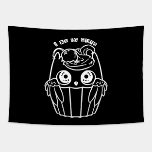 I AM SO CUTE WHITE WISE OWL AND CHERRY CUPCAKE Tapestry