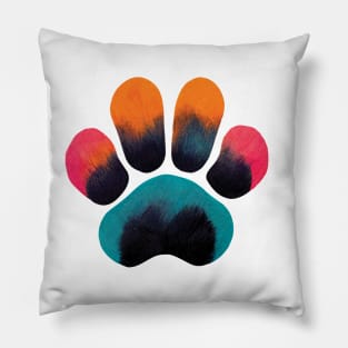 Colourful Paw Print Pet Pattern on yellow Pillow