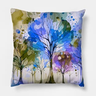 Colorful Purple Blue Abstract Trees Pillow