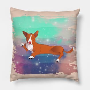 Podenco in a rainbow galaxy Pillow