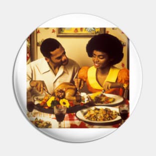 African American Couple Enjoying Thanksgiving Dinner Pin