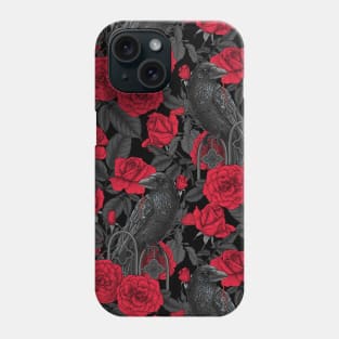 Ravens and red roses Phone Case