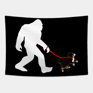 Bigfoot Walking Bernese Mountain Dogs Tee for Dog Devotees Tapestry