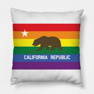 State of California Rainbow Pride Flag Pillow