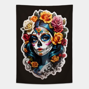 Sugar Skull girl, Dia de los Muertos Tapestry