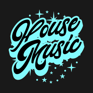 HOUSE MUSIC  - Signature and Stars (blue) T-Shirt