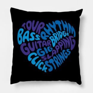 I love playing the bass guitar. Blue heart. Pillow