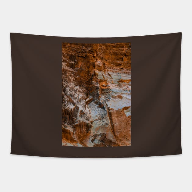 Brown white abstract surface from a scratched stonewall 1 Tapestry by kall3bu