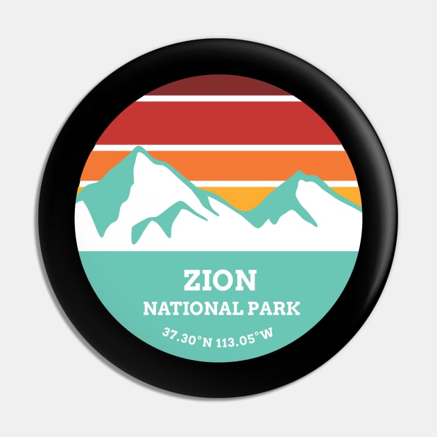 Zion National Park Retro Mountain Pin by roamfree