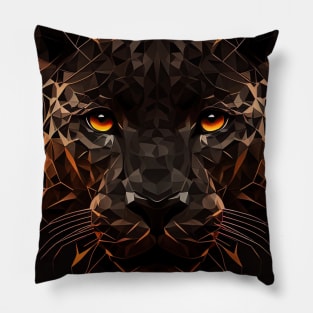 Triangle Panther - Abstract polygon animal face staring Pillow