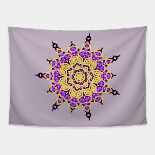 Purple and Yellow Abstract Mandala Star Silhouette Tapestry