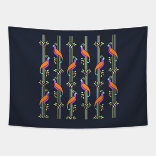 Vintage Art Deco Birds and Stripes Pattern Tapestry