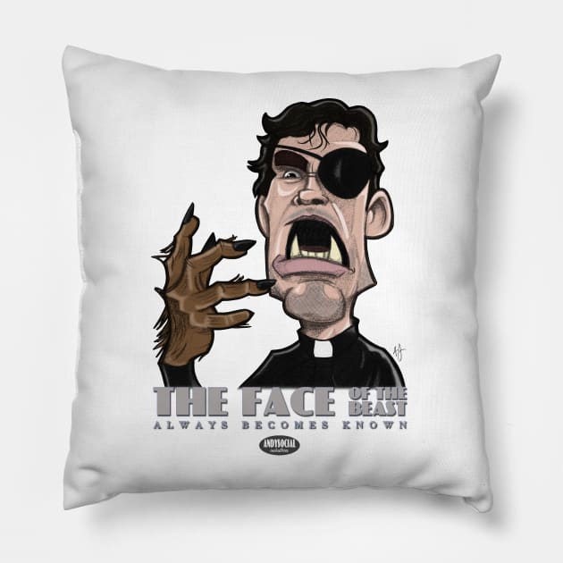 Reverend Lester Lowe Pillow by AndysocialIndustries