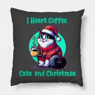 I Love Coffee Christmas And Cats, Cat And Coffee Pillow