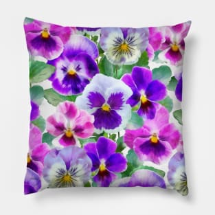 Colorful Violets Pansy Flower Pattern Pillow