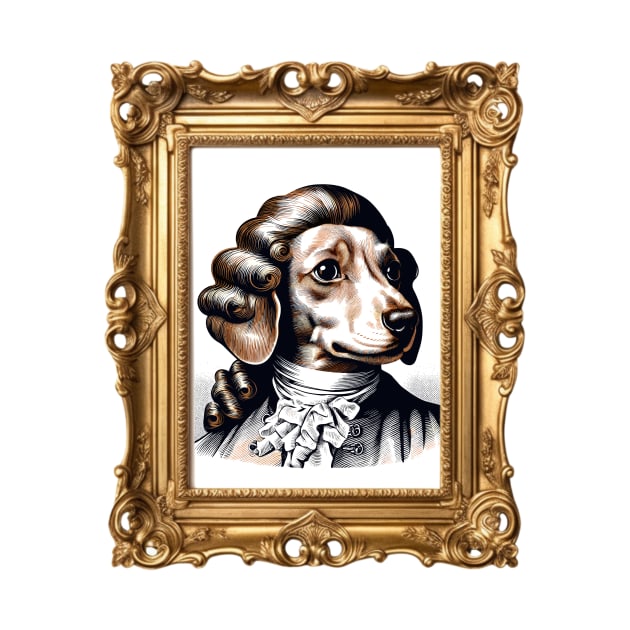 Rococo Doggo Funny Vintage Dachshund Portrait | Dog | Puppy | Baroque | French | Fashion | Classical Art | History | by octoplatypusclothing@gmail.com