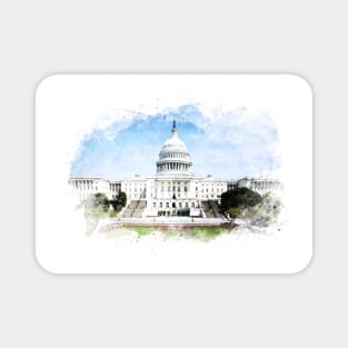 Washington DC Capitol Hill blissful Watercolor Painting Magnet