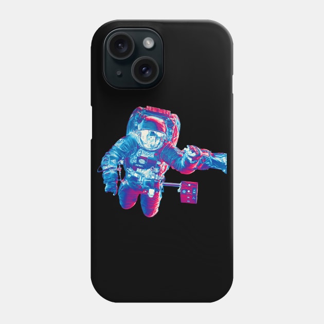 NASA Astronaut in Blue, Pink and White Colors Phone Case by The Black Panther
