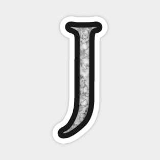 J in Roman White Marble Latin Alphabet Letter Sticker Magnet